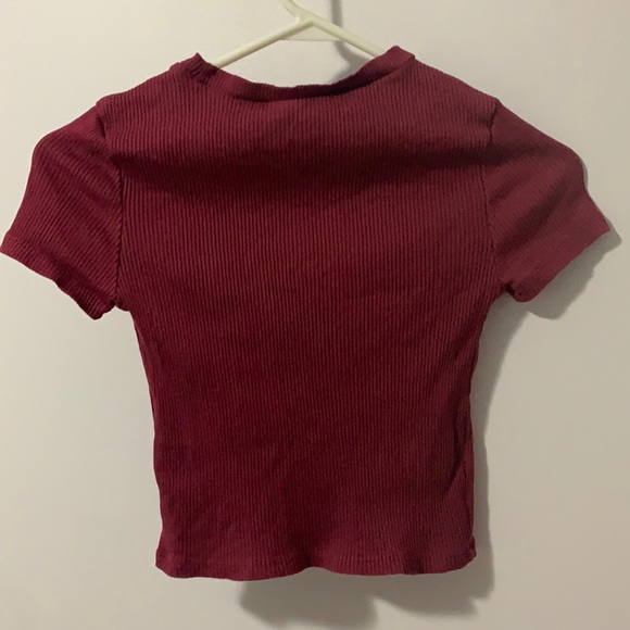American Eagle Women's Tight Knit Cropped Shirt - Picture 2 of 4